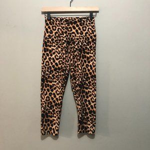 Boutique Brand High Rise Leopard Print Capri Leggings Brown/Black OneSize